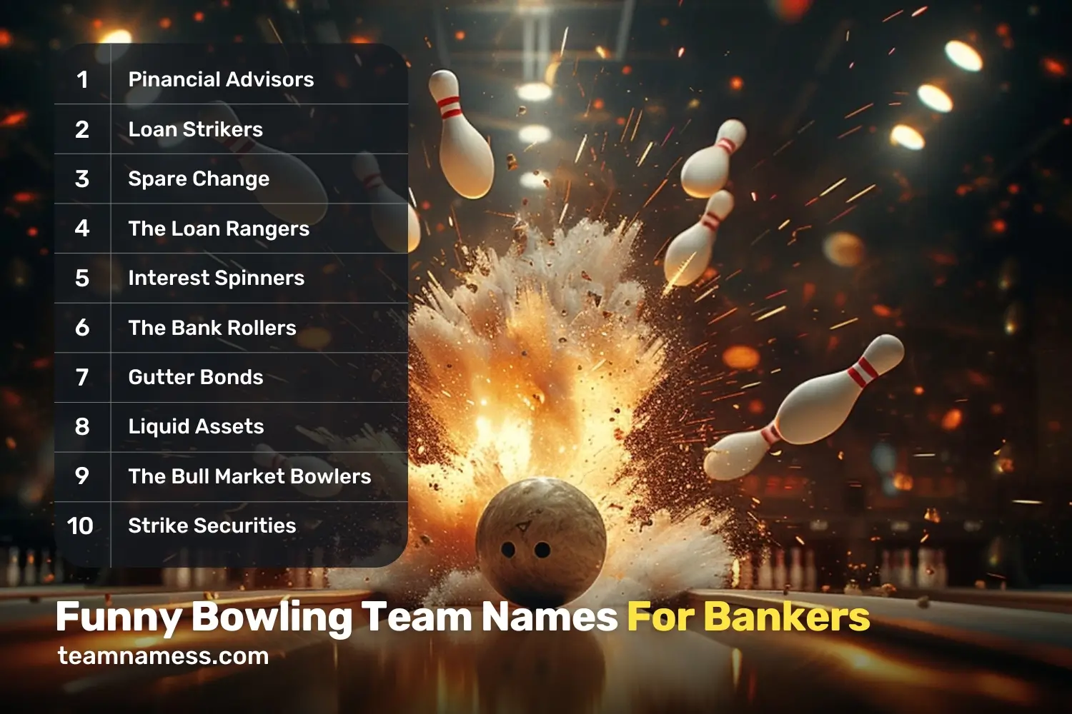 Funny Bowling Team Names For Bankers