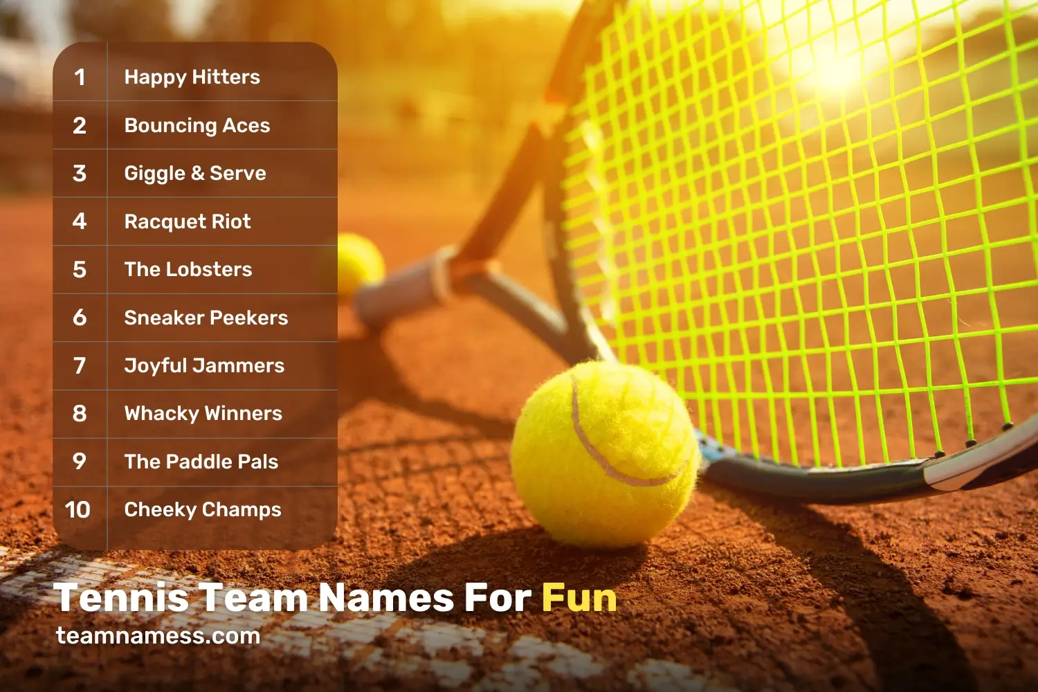 Fun Tennis Team Names