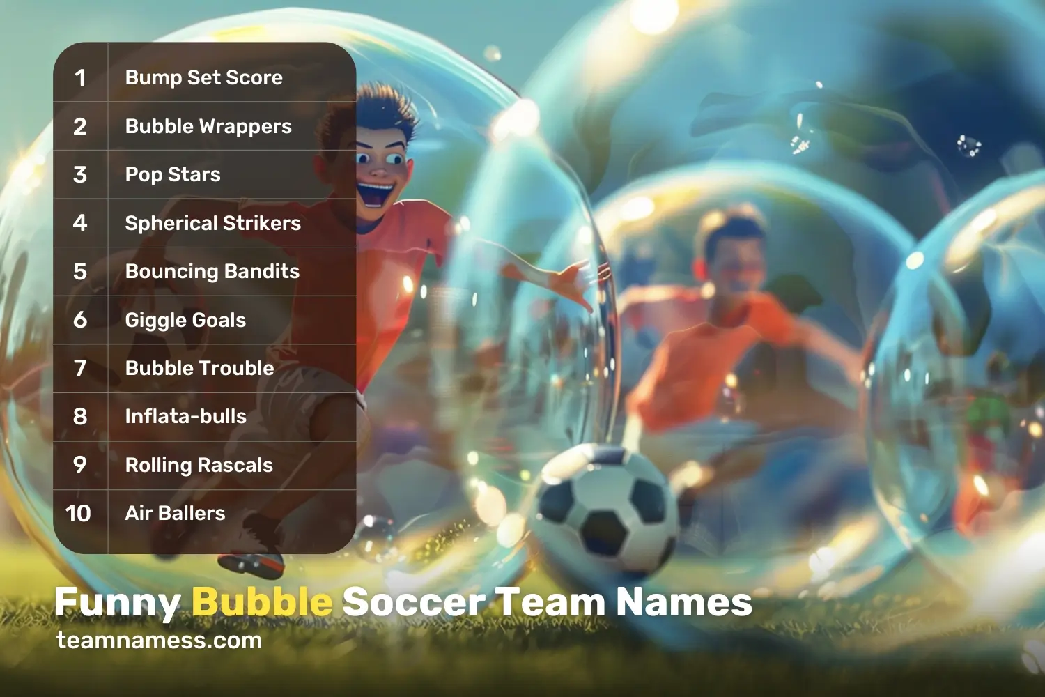 Funny Bubble Soccer Team Names