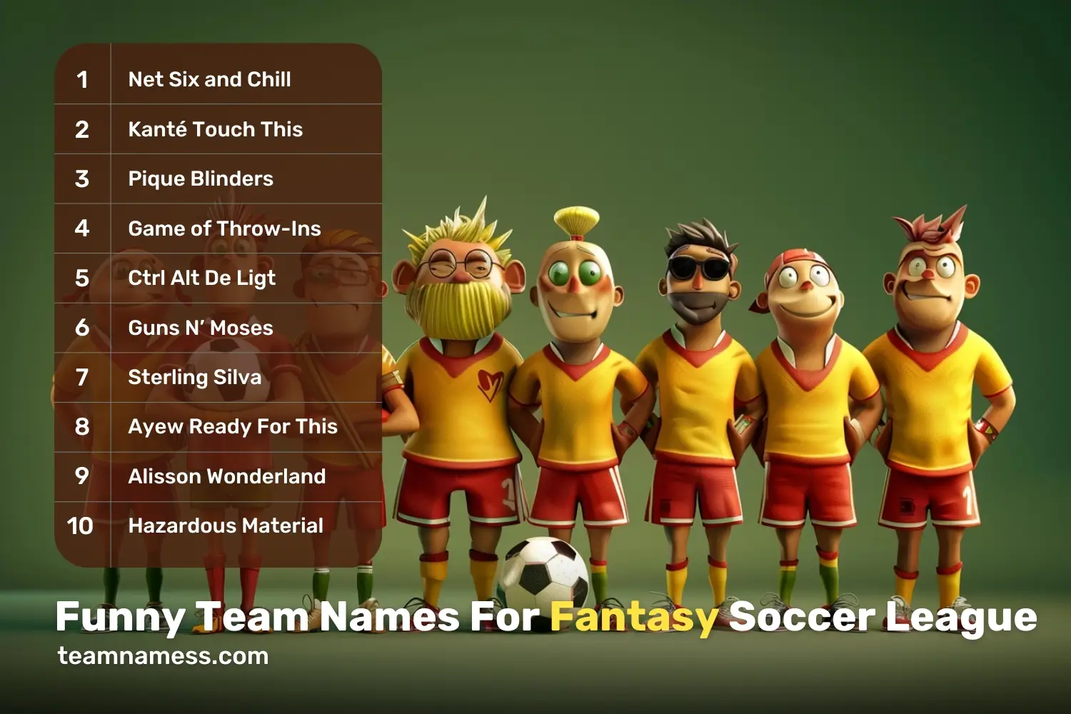 Funny Team Names For Fantasy Soccer League