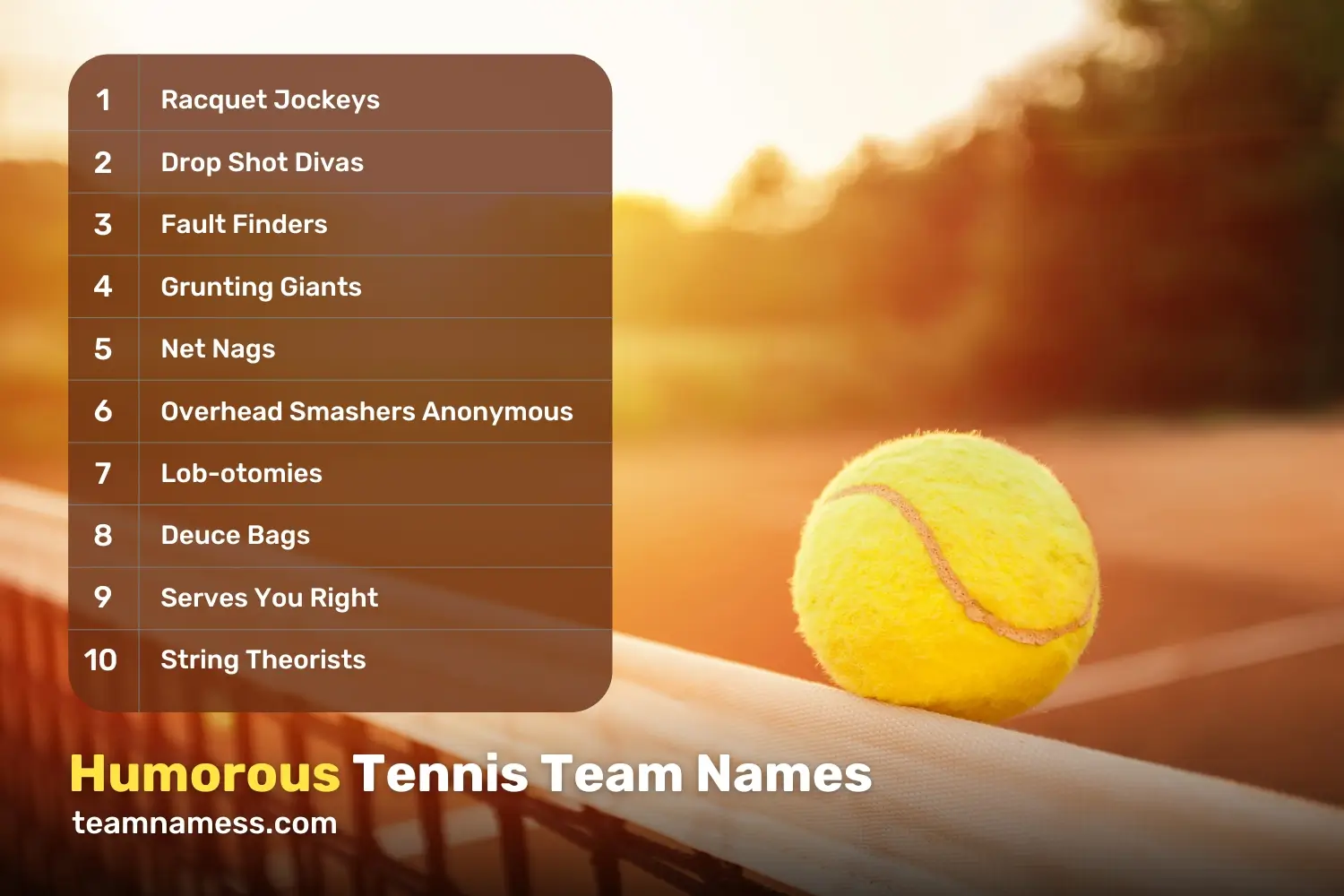 Humorous Tennis Team Names