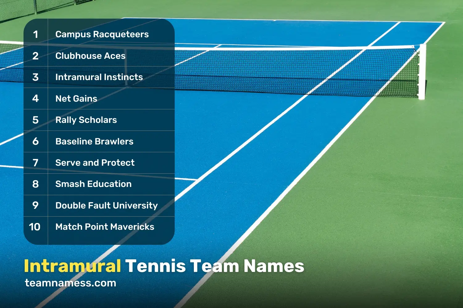 Intramural Tennis Team Names