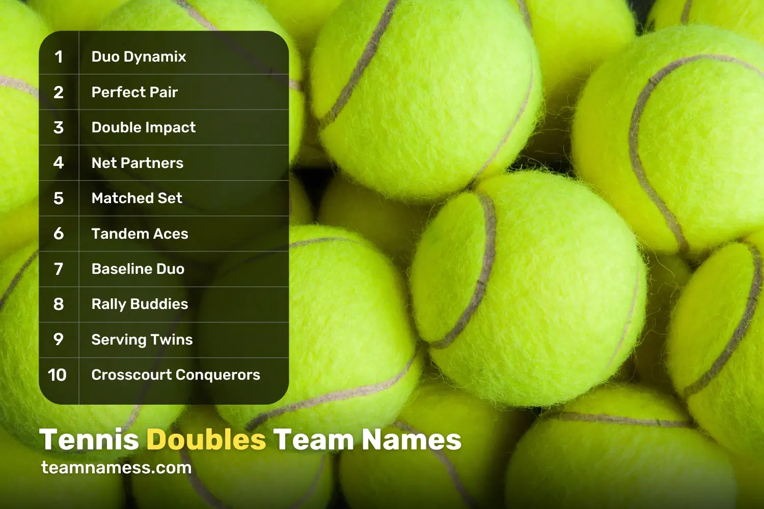 Tennis Doubles Team Names