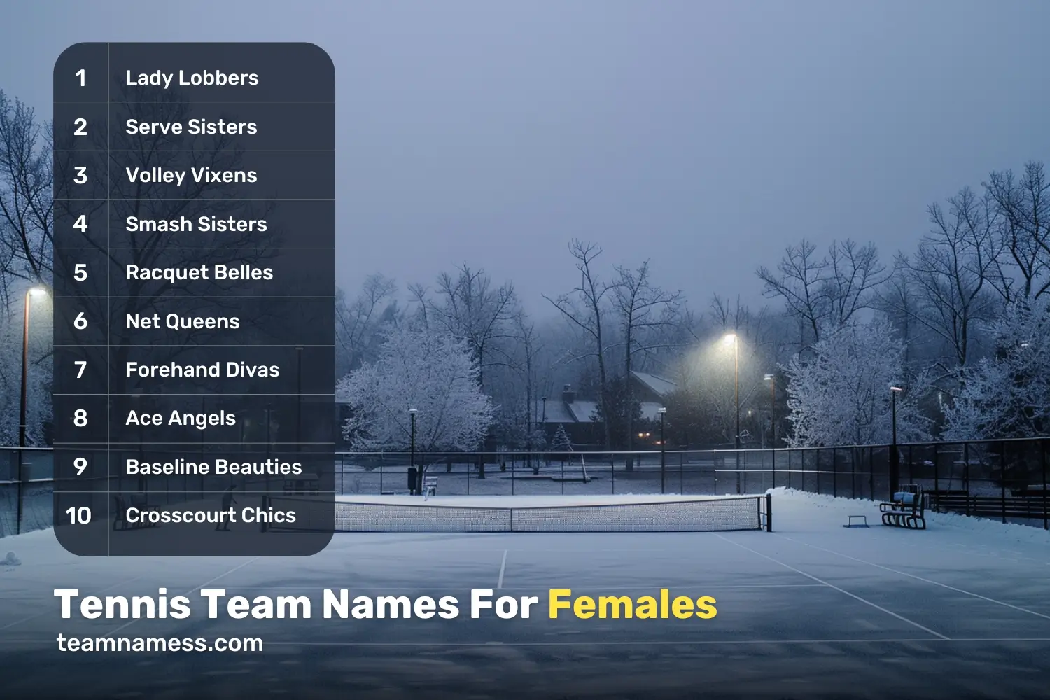 Tennis Team Names For Females