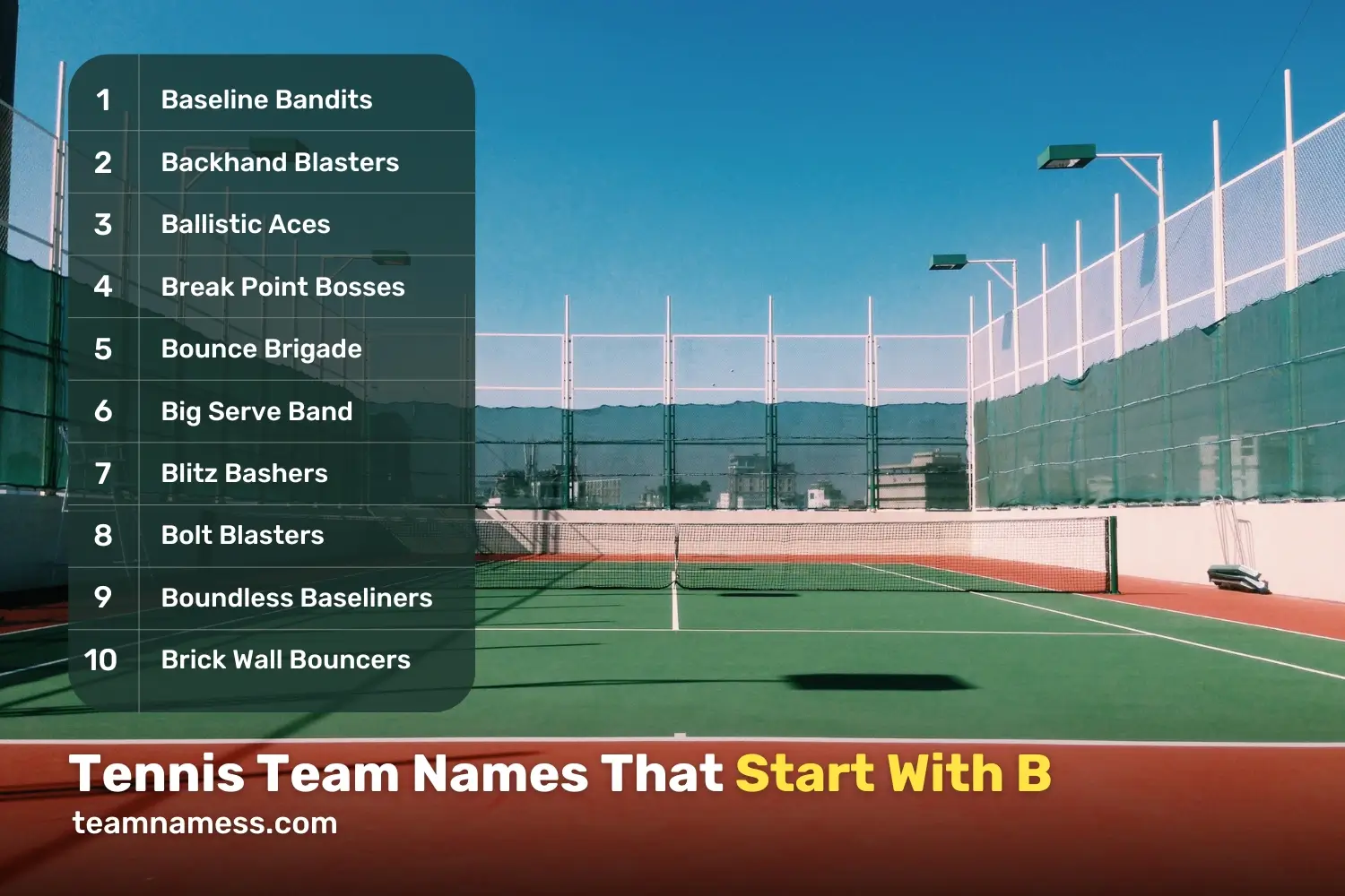 Tennis Team Names That Start With B