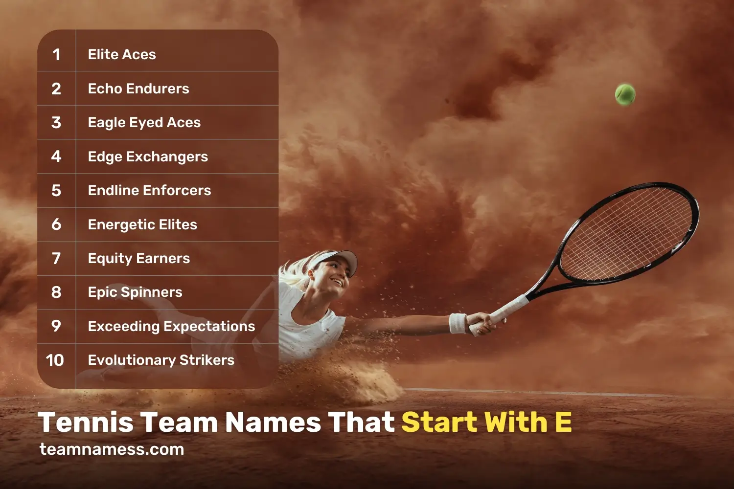 Tennis Team Names That Start With E